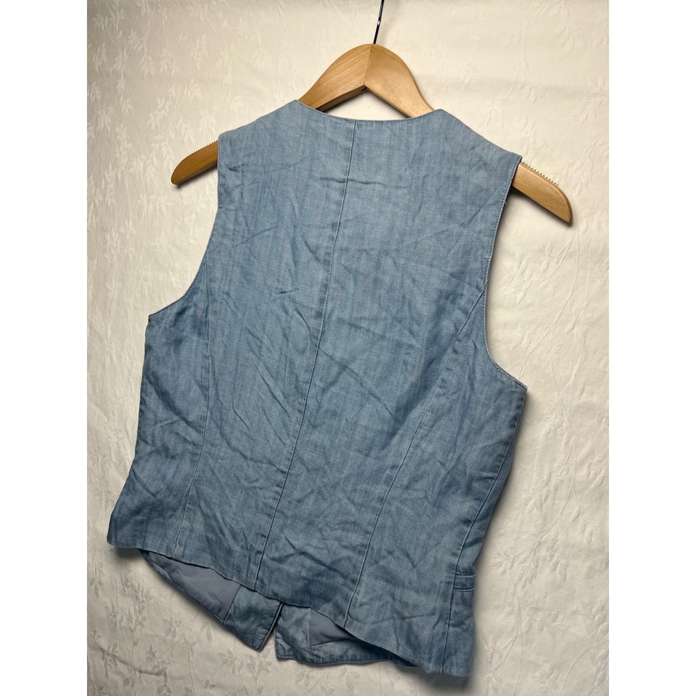 Sigrid Olsen Blue Denim Vest Top Tencel Lightweight Sleeveless Button Front S - Picture 12 of 13